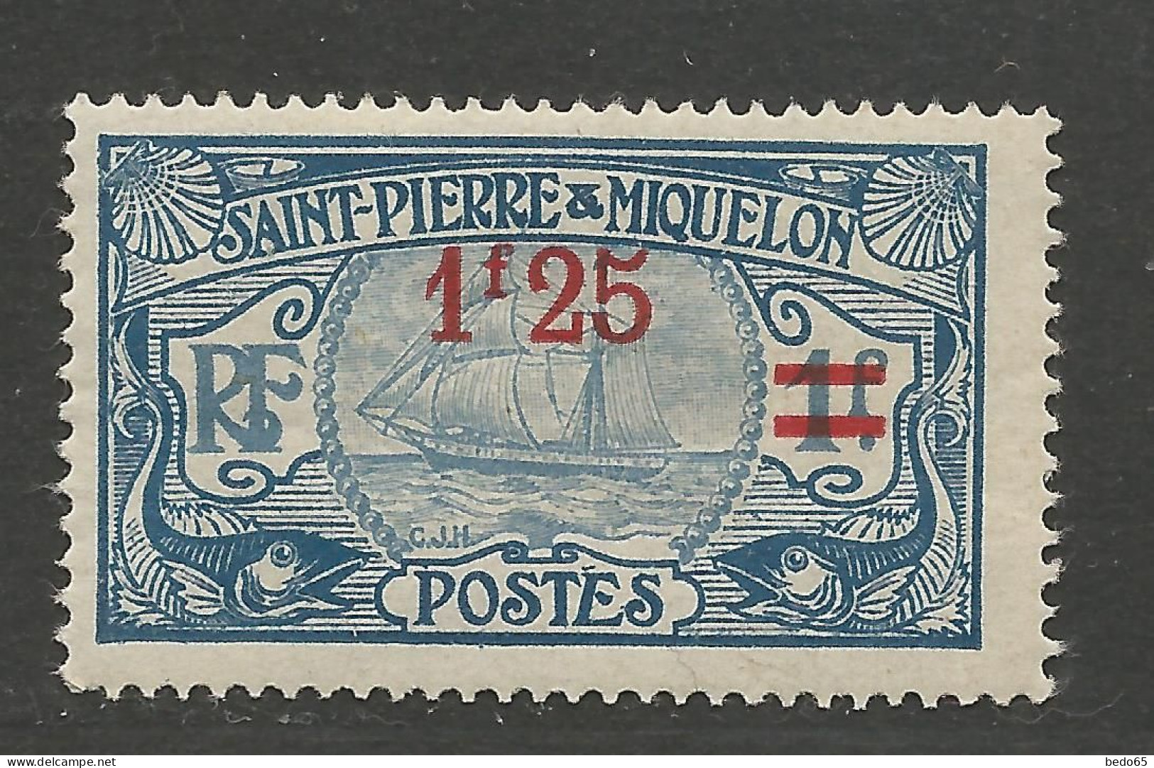 SAINT PIERRE ET MIQUELON N° 124 NEUF* INFIME TRACE DE CHARNIERE   / Hinge  / MH - Unused Stamps