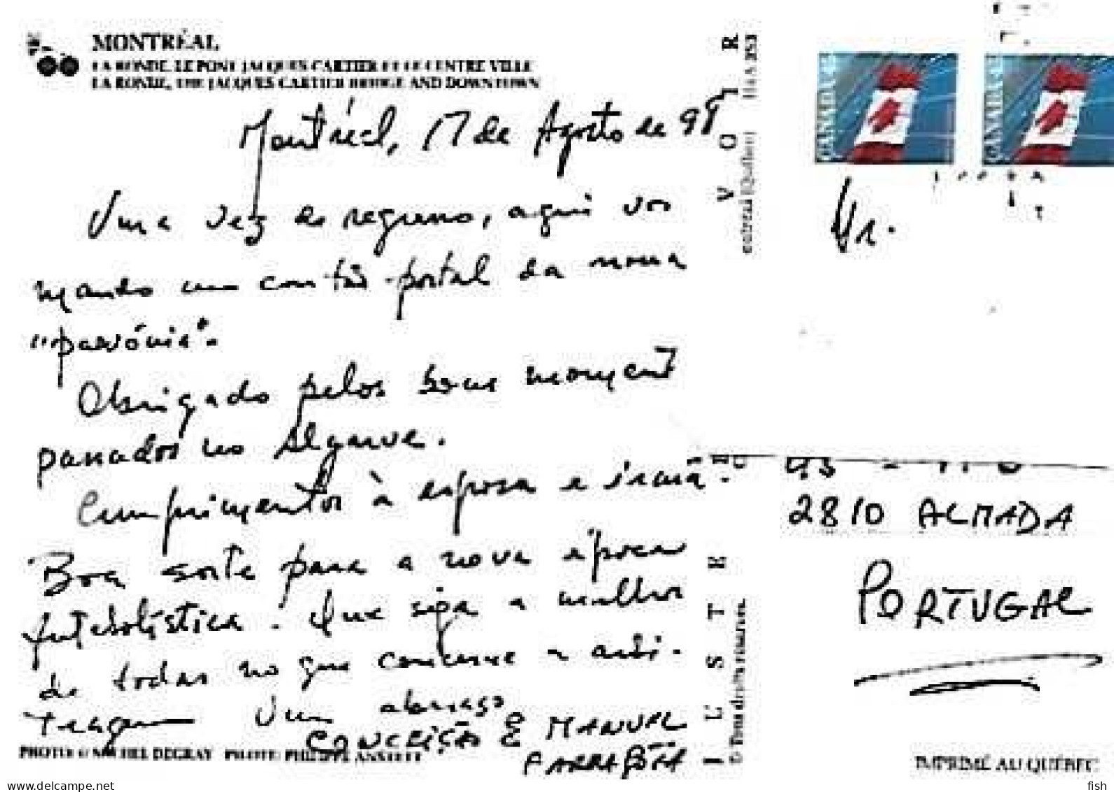 Canada & Marcofilia, Montreal, La Ronde, Le Pont Jacques-Cartier Et Le Centre-Ville, Almada Portugal 1998 (7979) - Storia Postale