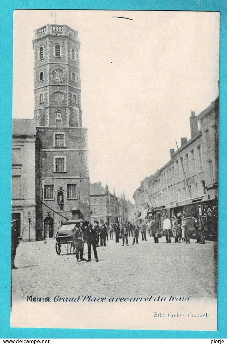 * Menen - Menin (West Vlaanderen) * (Edit Vanhee - Vandaele) Grand'Place Avec Arret Du Tram, Vicinal, Animée, TOP - Menen