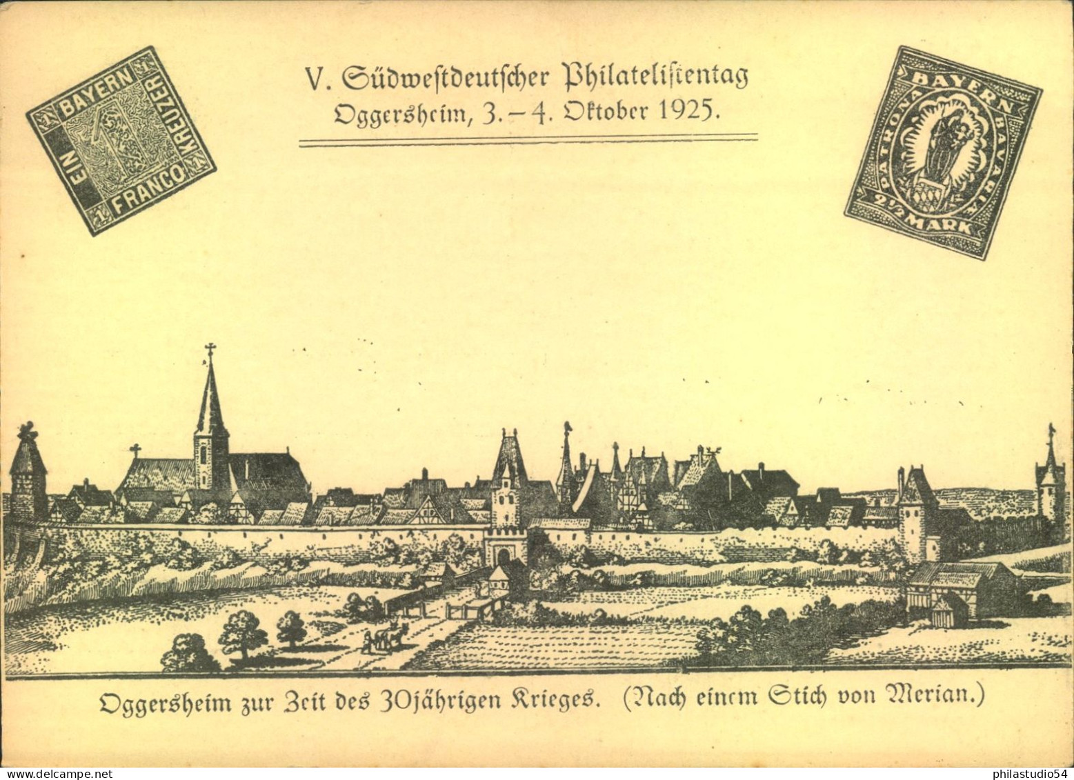 19245 Privatganzsachenkarte "V. Südwestdeutscher Philatelistentag" Wertstempel 3 Pf. Rgeinlandarte - Briefkaarten