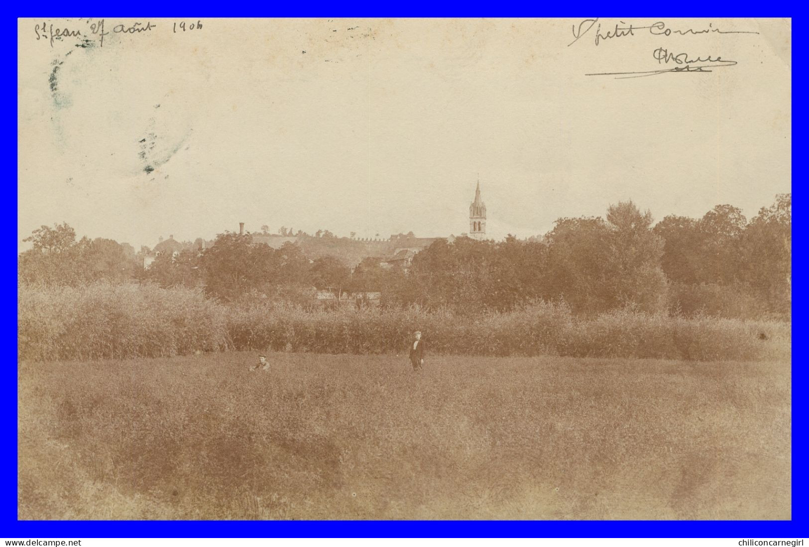 * Cp Photo - SAINT JEAN DE BOURNAY - St - Eglise - Animée - 1904 - Saint-Jean-de-Bournay