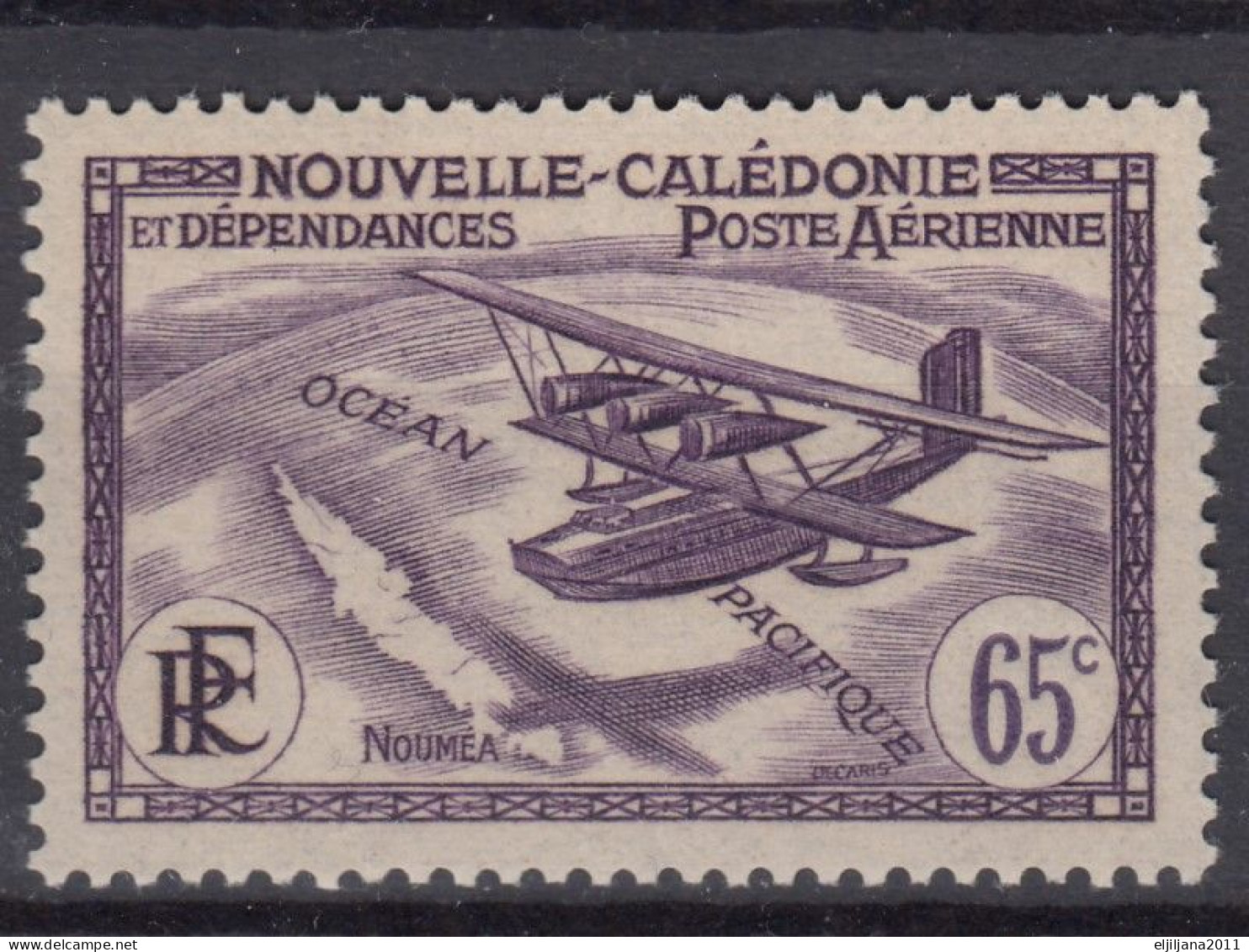 ⁕ New Caledonia 1938 French Colony RF ⁕ Airmail Mi.207 SEAPLANE OVER PACIFIC OCEAN ⁕ 1v MNH - Ungebraucht