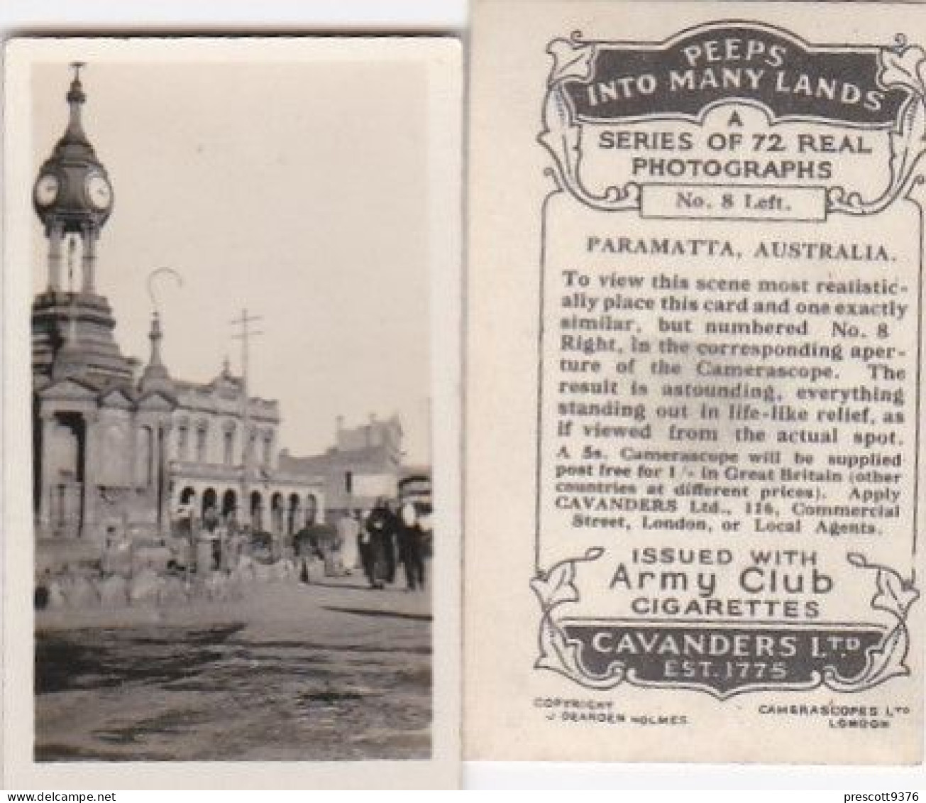 8 Parramatta, Australia  - PEEPS INTO MANY LANDS A 1927 - Cavenders RP Stereoscope Cards 3x6cm - Visionneuses Stéréoscopiques