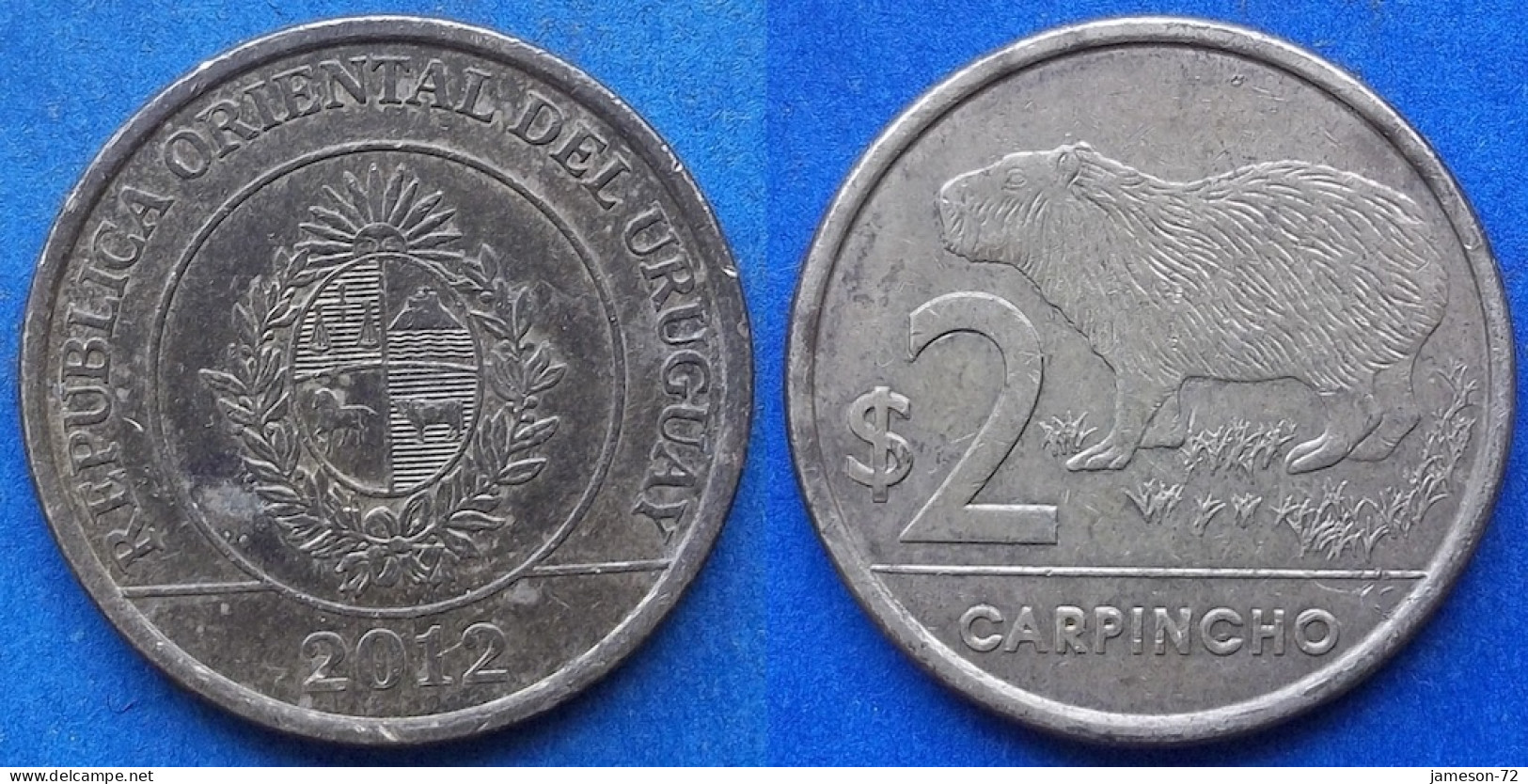 URUGUAY - 2 Pesos 2012 "Carpincho" KM# 136 Monetary Reform (1993) - Edelweiss Coins - Uruguay