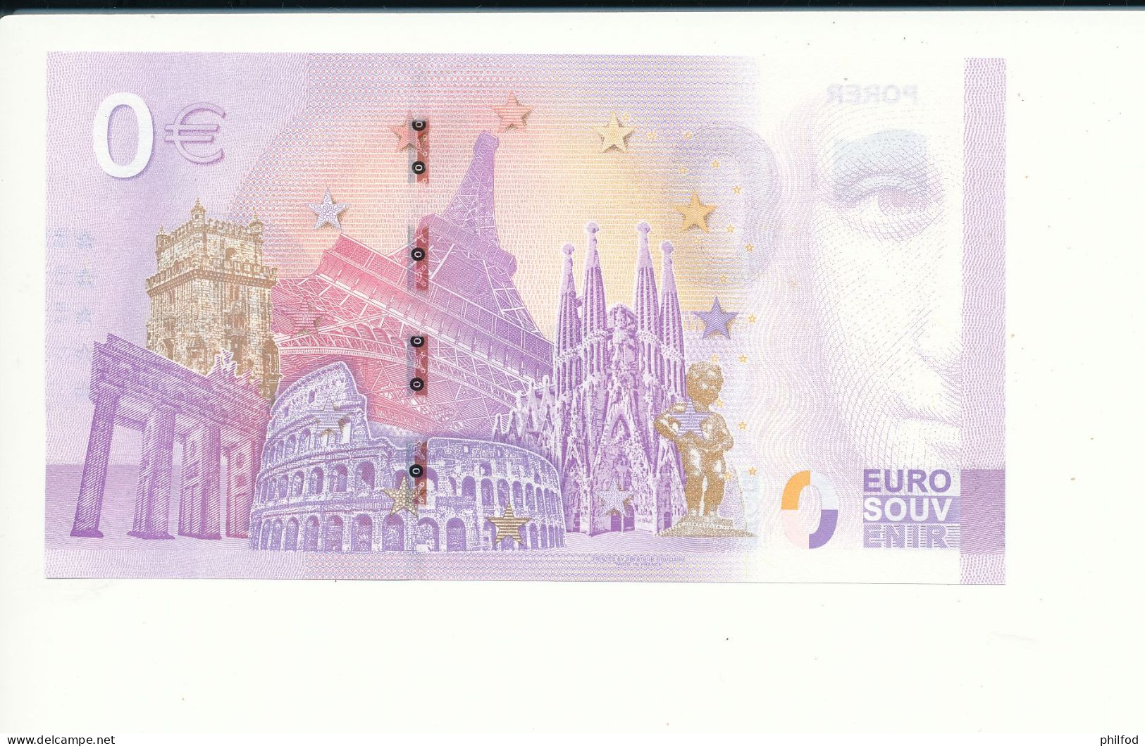 Billet Touristique  0 Euro  - PORER - UEPL - 2022-7 -  N° 746 - Autres & Non Classés