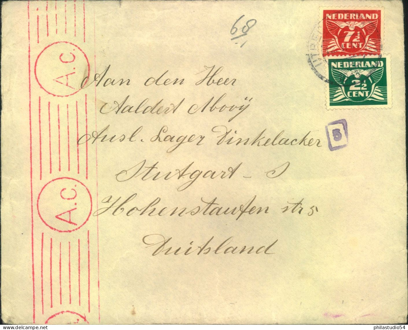 Brief Aus Aus Utrecht NL An Einen Insassen Des Zwandsarbeiterlagers Dinkelacker In Stuttgart - Covers & Documents