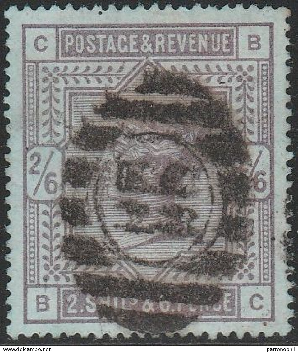 517 Gran Bretagna Great Britain 1883/84 - Effigie Regina Vittoria 2/6 Sh. Violetto Su Carta Azzurra N. 86a. Firmato E. D - Gebraucht