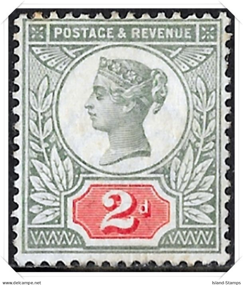 QV SG200 1887 2d Grey Green & Carmine, Jubilee Issue, Mint - Ungebraucht