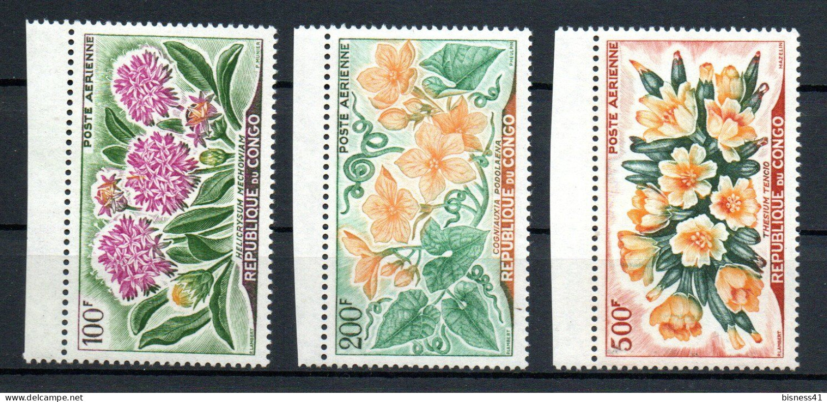 Col40 Afrique Congo 1961 PA Fleur N° 2 à 4  Neuf XX MNH Cote 25,00€ - Mint/hinged