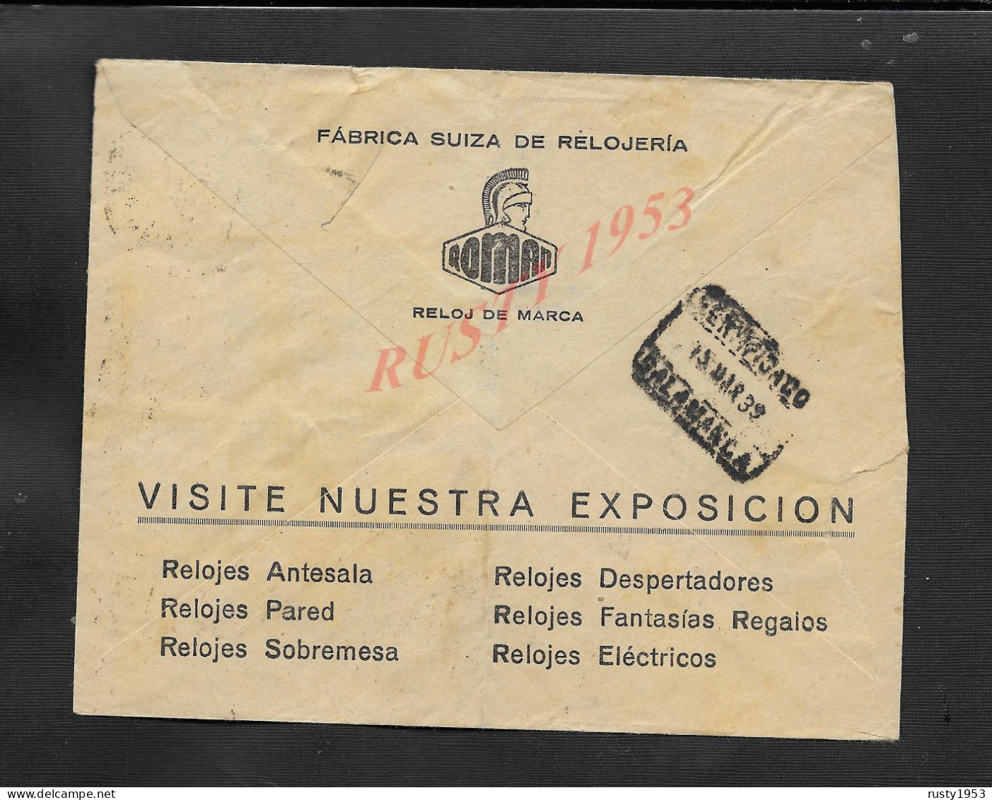 MILITARIA GRIFFE VIVA ESPAGNE LETTRE ILLUSTRÉE SUR TIMBRE ORLOGERIE ORLOGE ROMAN SUR CENSURE MILITAIRE , BARCELONE : - Barcelona