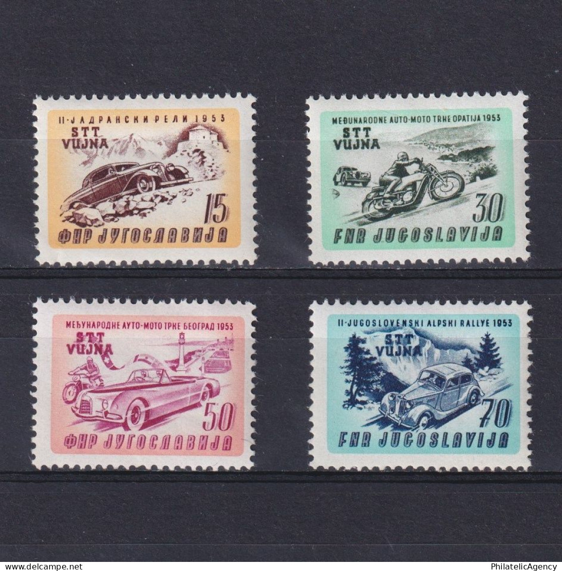 TRIESTE (Zone B) 1953, Sc# 79-82, Automobile And Motorcycle Races, MH - Mint/hinged