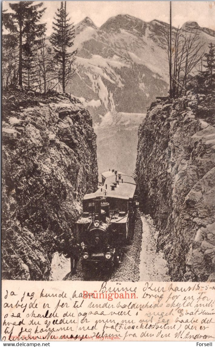 Brünigbahn (Mit Dampflok & Zug) (Stempel: Brünig & Meiringen 1900) - Meiringen