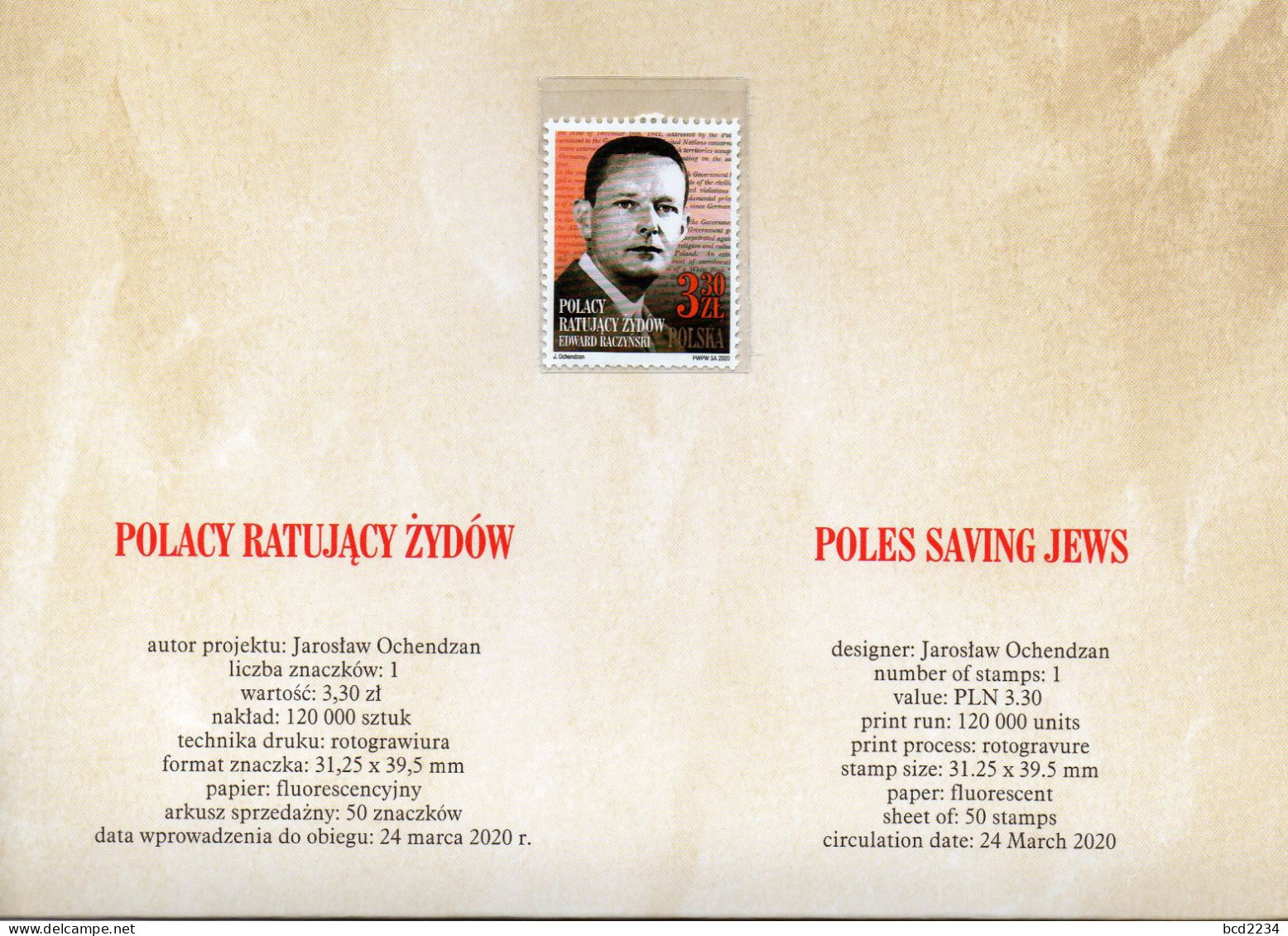 POLAND 2020 POLISH POST OFFICE SPECIAL LIMITED EDITION FOLDER: POLES SAVING JEWS FROM NAZI GERMANY WW2 JUDAICA HISTORY - Brieven En Documenten