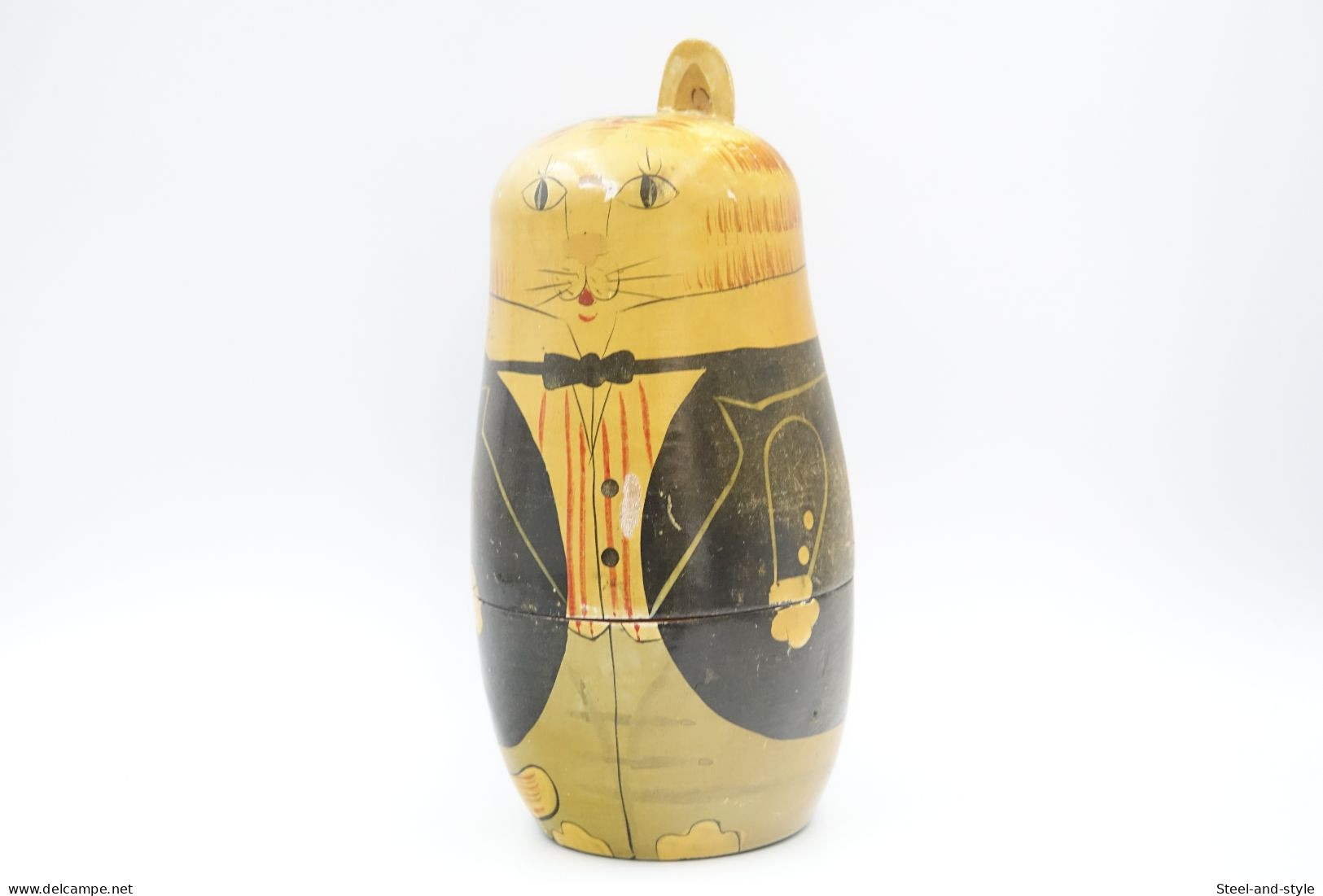 Design :  NESTING DOLLS : CAT SET OF 5 - Matryoshka - Hand Painted - Made In China - 1950's - H:15cm - Oestliche Kunst