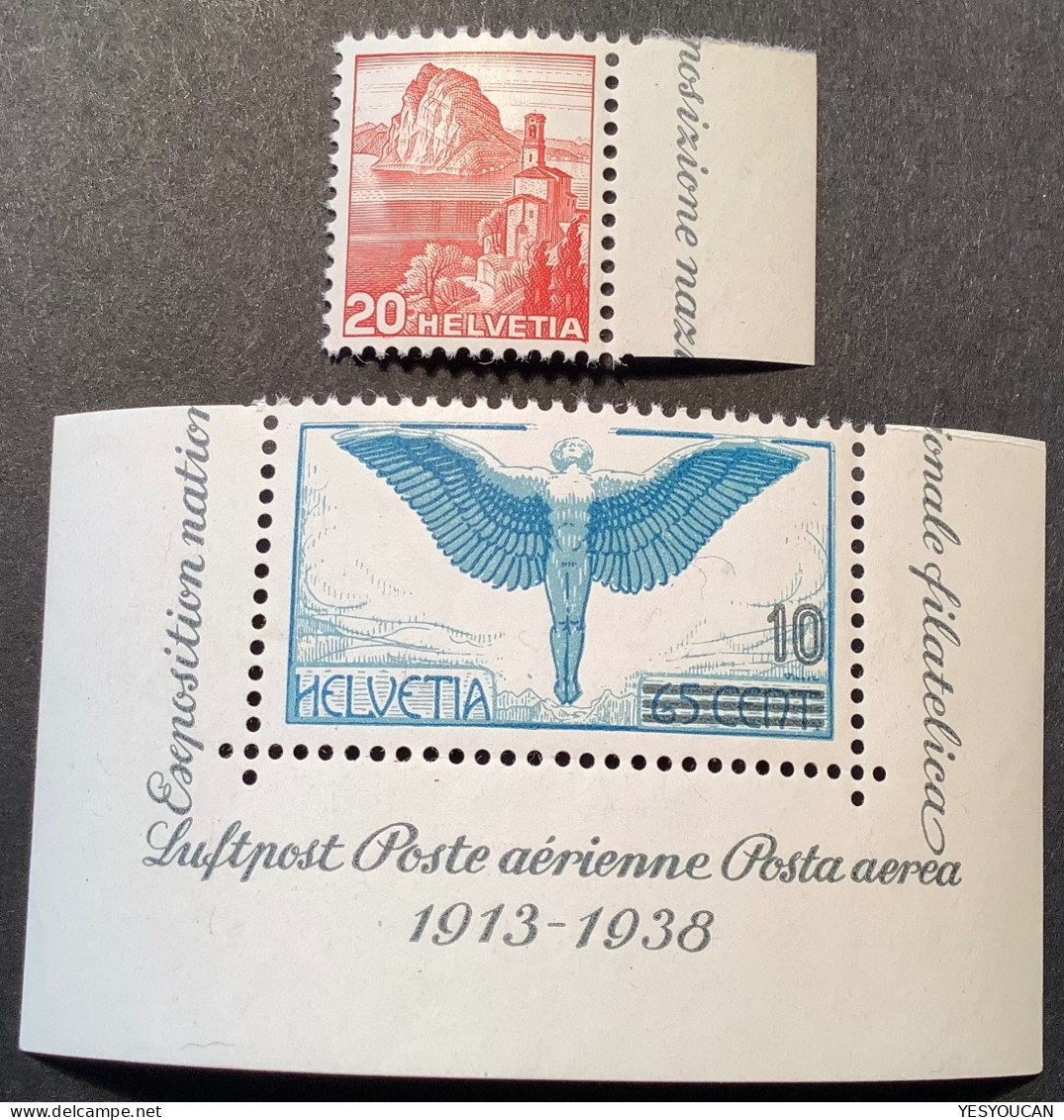 Briefmarkenausstellung Aarau 1938 ZNr W9+W10 LUXUS Postfrisch MNH** (Schweiz From Block Y&T BF4 Souvenir Sheet - Blocks & Sheetlets & Panes