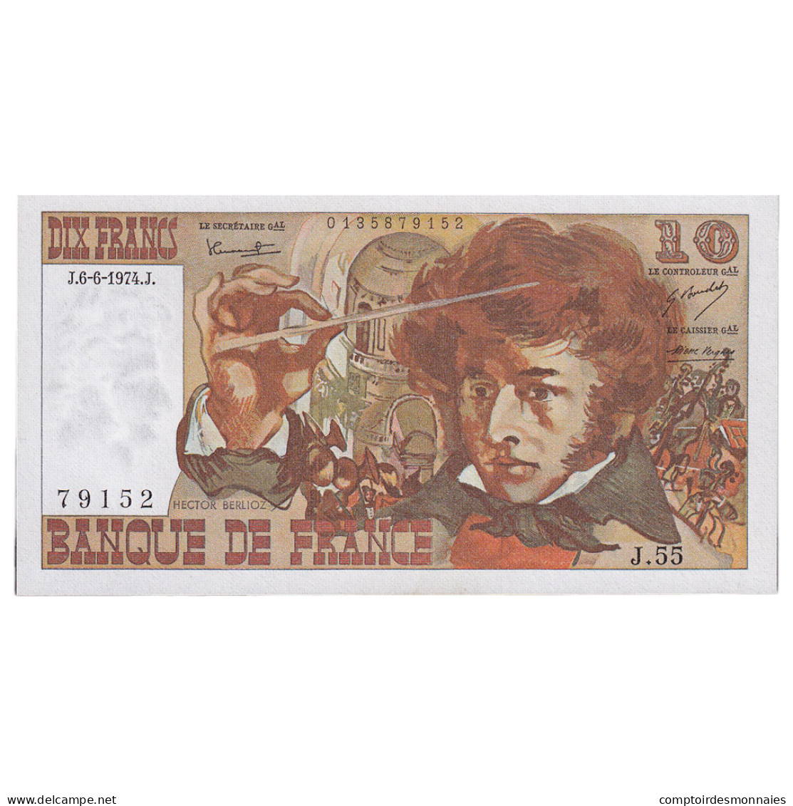 France, 10 Francs, Berlioz, 1974, J.55, NEUF, Fayette:63.05, KM:150a - 10 F 1972-1978 ''Berlioz''