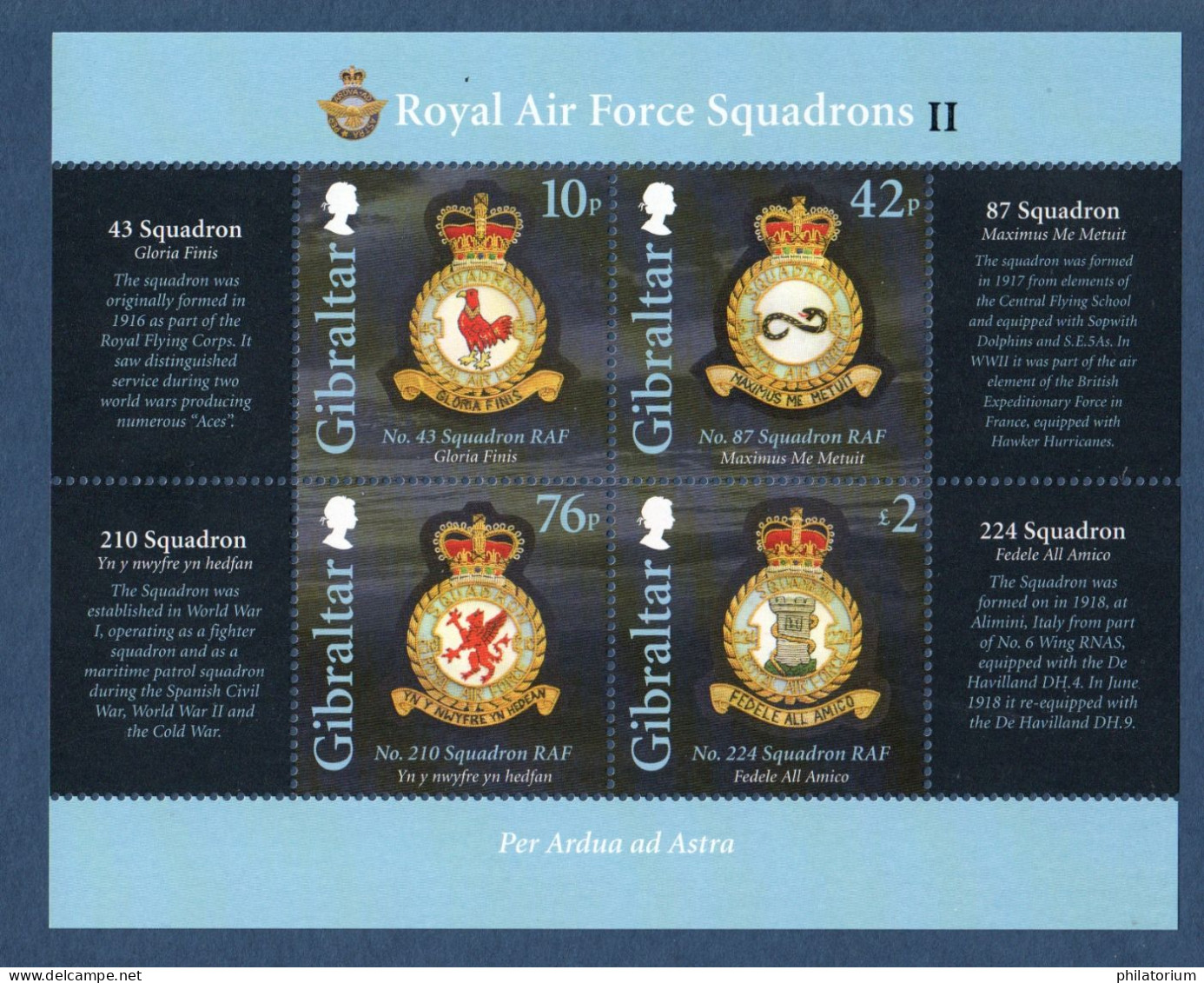 Gibraltar, **, Yv , Mi, BL 111, SG MS 1499, Royal Air Force Squadrons II, - Gibraltar