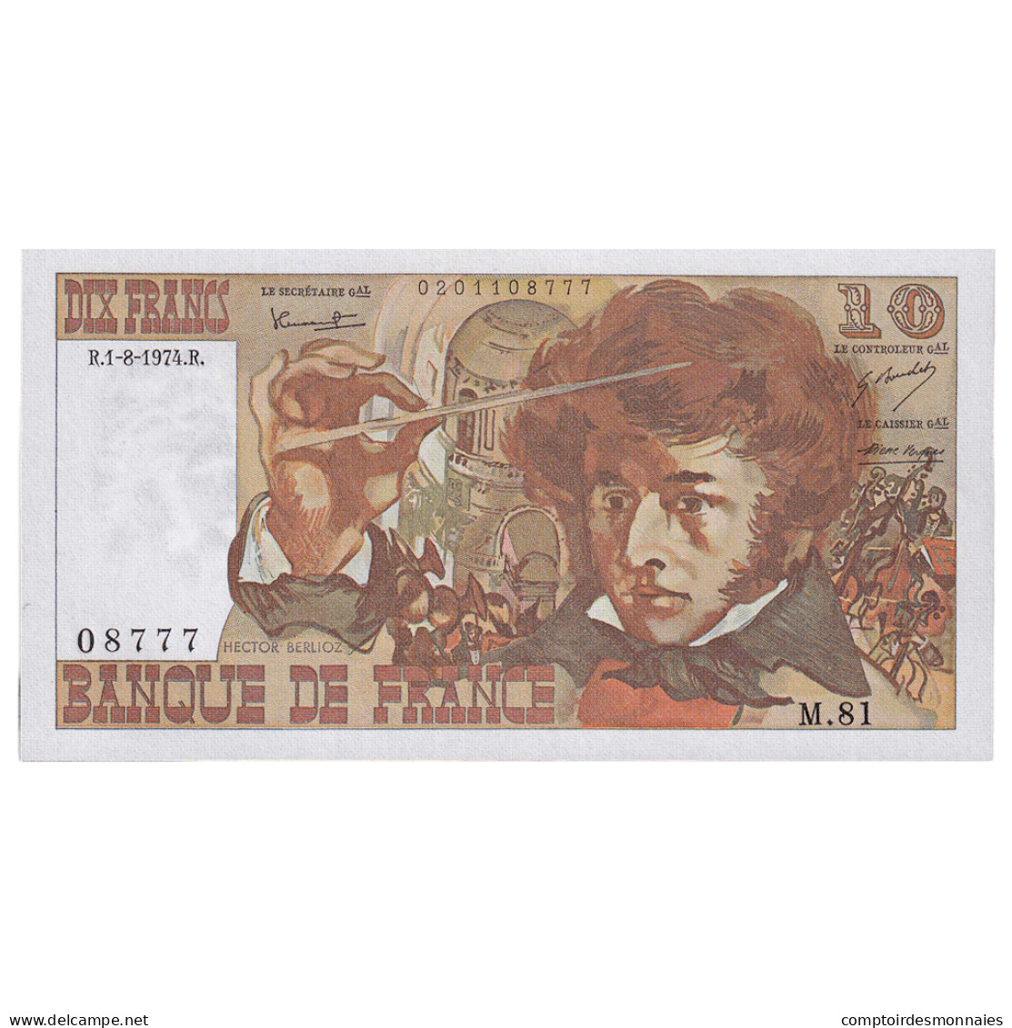 France, 10 Francs, Berlioz, 1974, M.81, NEUF, Fayette:63.6, KM:150a - 10 F 1972-1978 ''Berlioz''