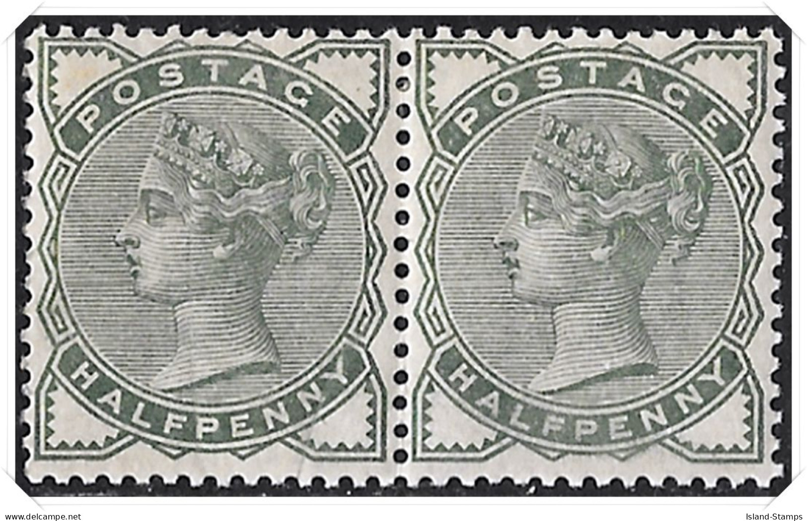 QV 1880 SG165 Half Penny Pale Green Pair Mounted Mint Cat.£110 - Unused Stamps
