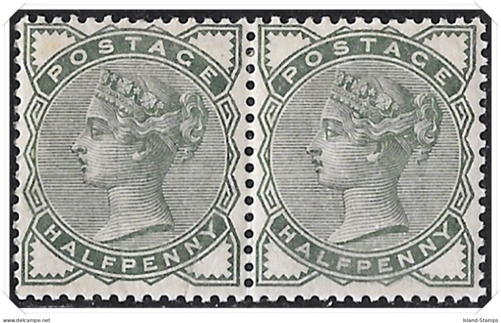 QV 1880 SG165 Half Penny Pale Green Pair Mounted Mint Cat.£110 - Ongebruikt