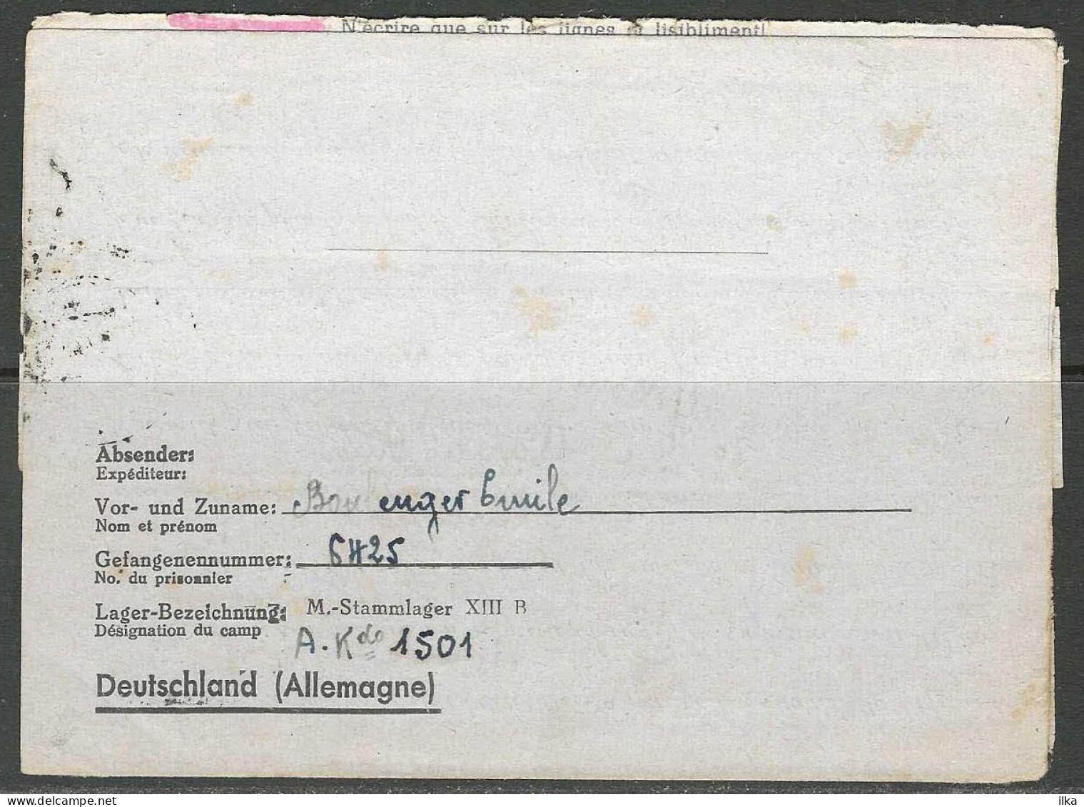 Kriegsgefangenenpost - Correspondance Des Prisonniers De Guerre. 27/05/44 >> Valenciennes - Nord - France. - Kriegsgefangenenpost