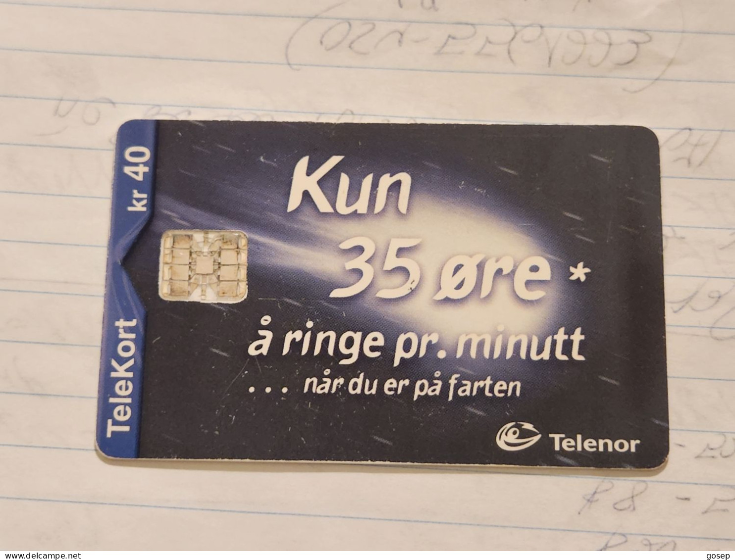 Norway-(n-151)-kun 35 Ore A Ring Pr.minutt-(kr40)-(44)-(C98033749)-used Card+1card Prepiad Free - Norvège
