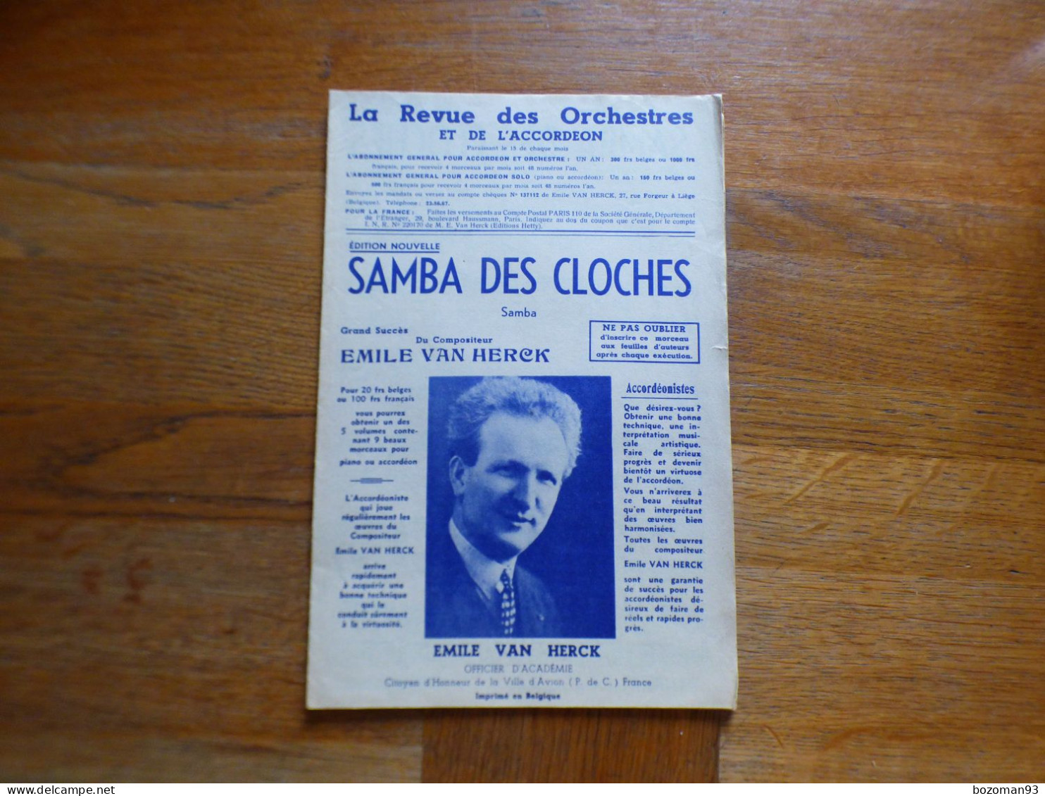 SAMBA DES CLOCHES  ( EMILE VAN HERCK) - Sonstige & Ohne Zuordnung