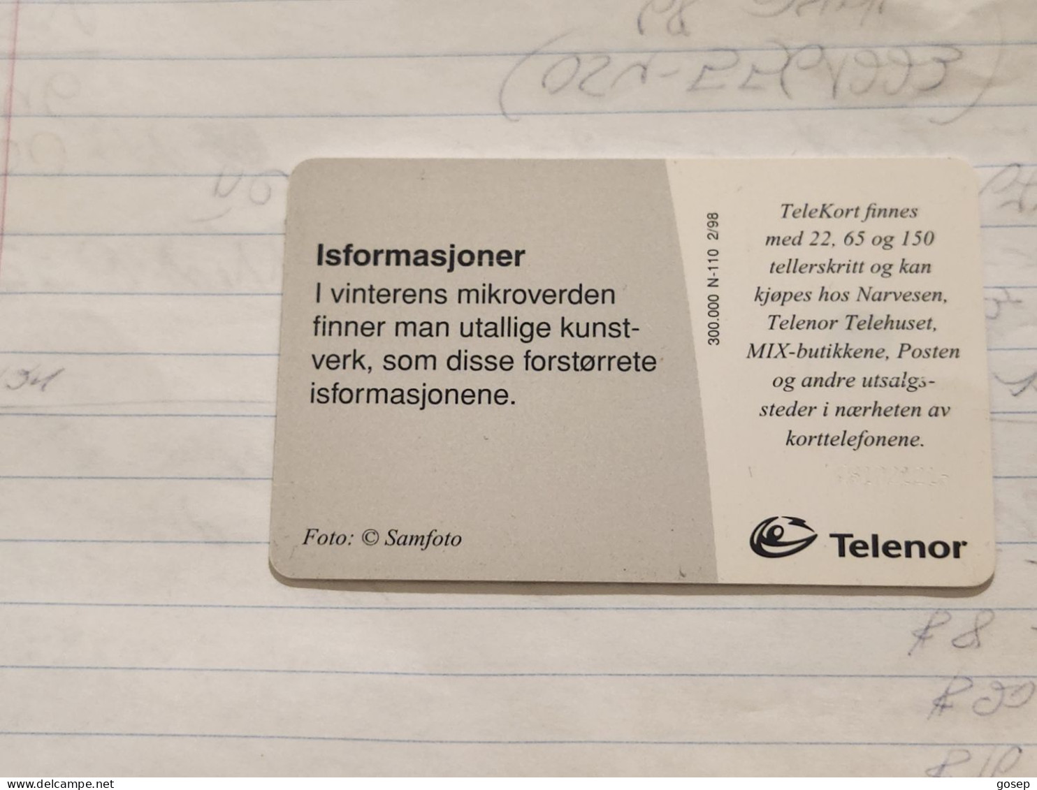 Norway-(n-110)-isformasjoner-(22tellerskritt)-(45)-(C81021216)-used Card+1card Prepiad Free - Norway