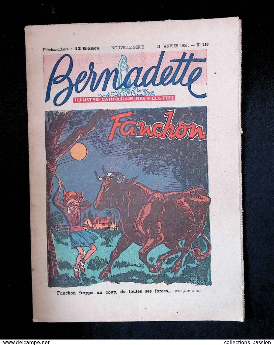 Illustré Catholique Des Fillettes, Hebdomadaire, 21 Janvier 1951, N° 216,  Frais Fr 2.25 E - Bernadette