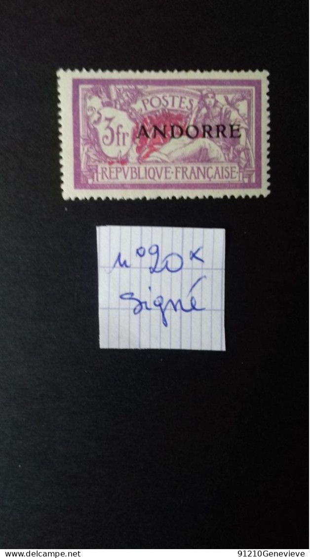 ANDORRE    N°20 *  SIGNE - Unused Stamps