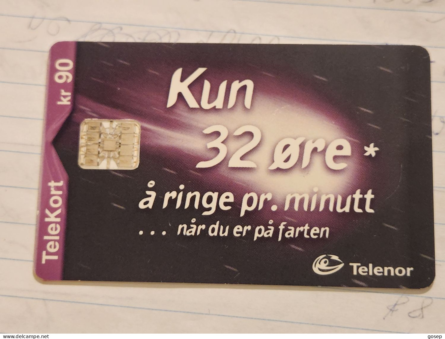 Norway-(n-152)-kun 32 Ore-(kr90)-(48)-(C97033606)-used Card+1card Prepiad Free - Noruega