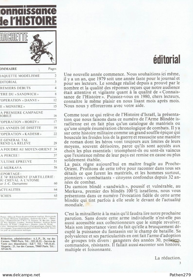 Connaissance De L'histoire N°20 - Janvier 1980 - Hachette - L'arme Blindée Israëlienne - Fahrzeuge