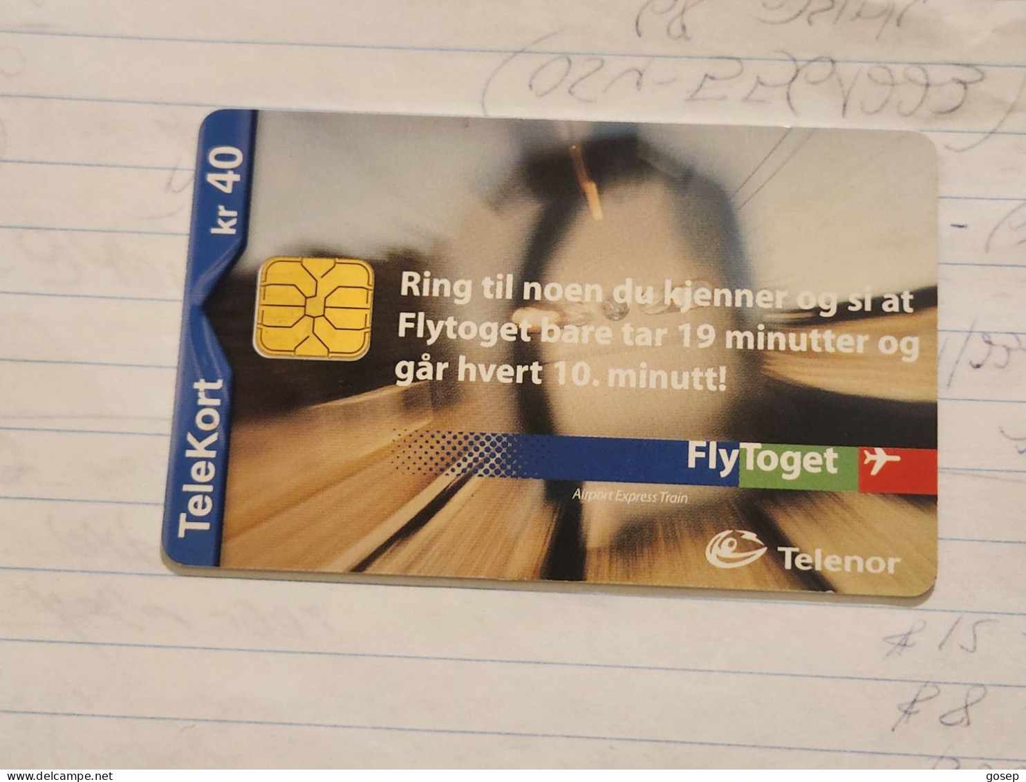 Norway-(n-154)-fly Toget-(kr40)-(49)-(?)-used Card+1card Prepiad Free - Norvège