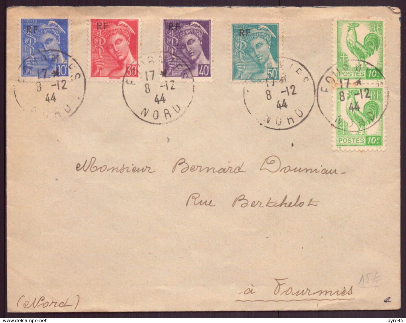 France, Enveloppe Du 8 Décembre 1944 De Fourmies Pour Fourmies ( Côte 25.50€ ) - Autres & Non Classés