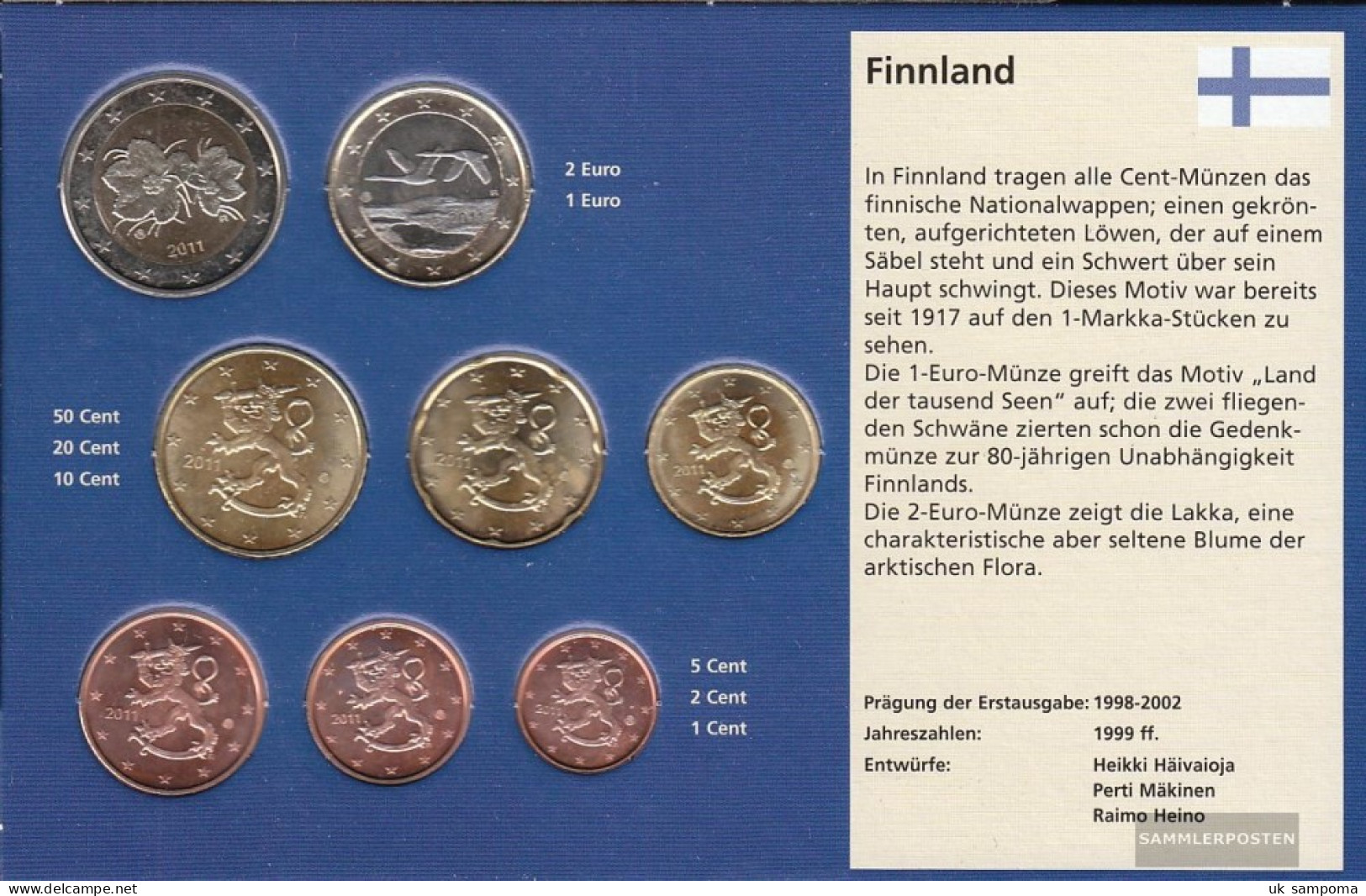 Finland 2011 Stgl./unzirkuliert Kursmünzensatz Stgl./unzirkuliert 2011 Euro-reissue - Finlandia