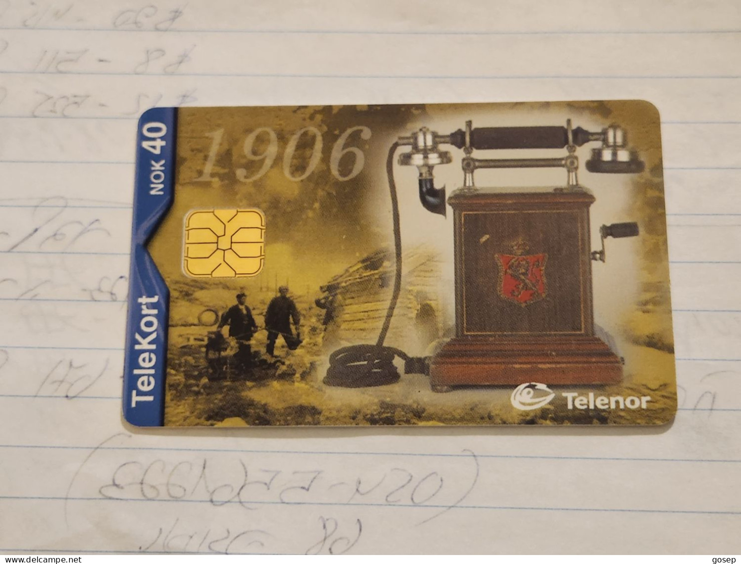 Norway-(n-165)-bordtelefon Med Baeregaffel-(nok40)-(51)-(?)-used Card+1card Prepiad Free - Norvegia