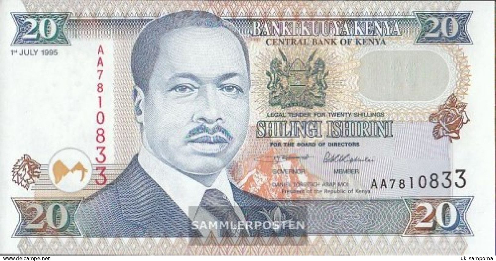 Kenya Pick-number: 32 Uncirculated 1995 20 Shillings - Kenia