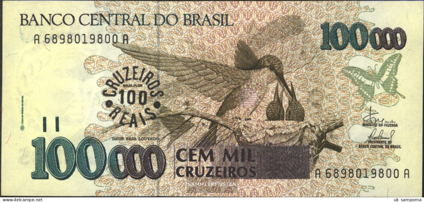 Brazil Pick-number: 238 Uncirculated 1993 100 Cruzeiros Reals On 100.000 Cruz - Brasile