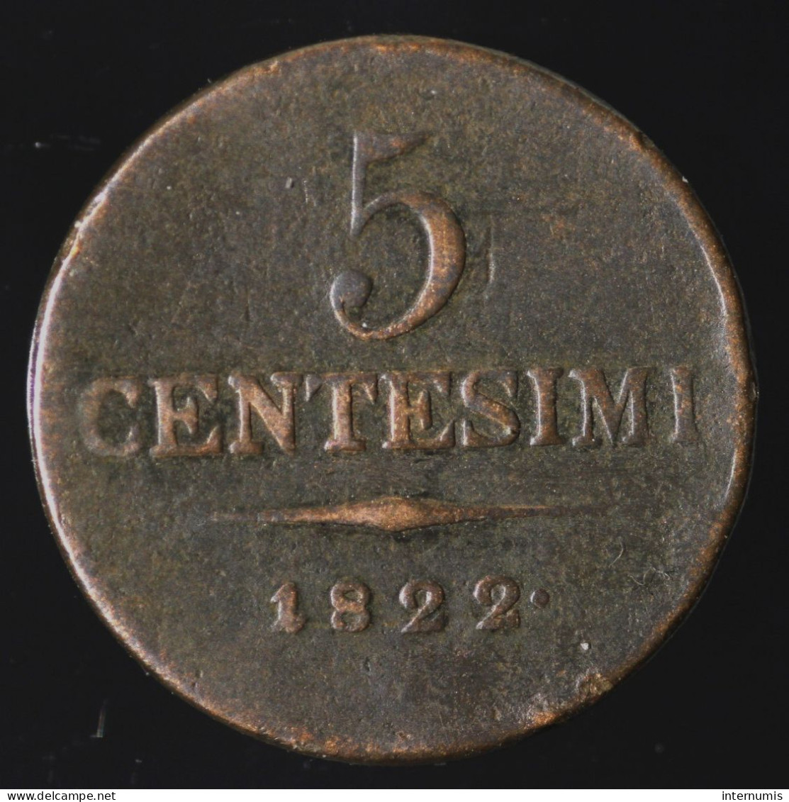  Italie / Italy, Franz I, 5 Centesimi, 1822, Venice, Cuivre (Copper), B+ (F),
C#3 - Lombardije-Venetië