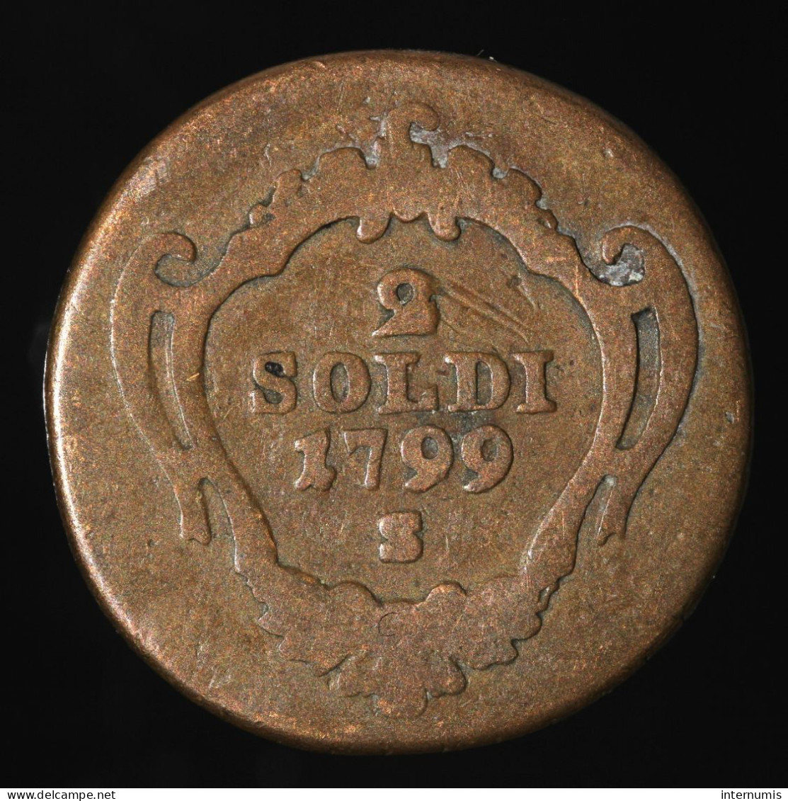  Italie / Italy, Francesco II, 2 Soldi, 1799, Gorizia, Cuivre (Copper), B+ (F),
KM#44 - Gorizien