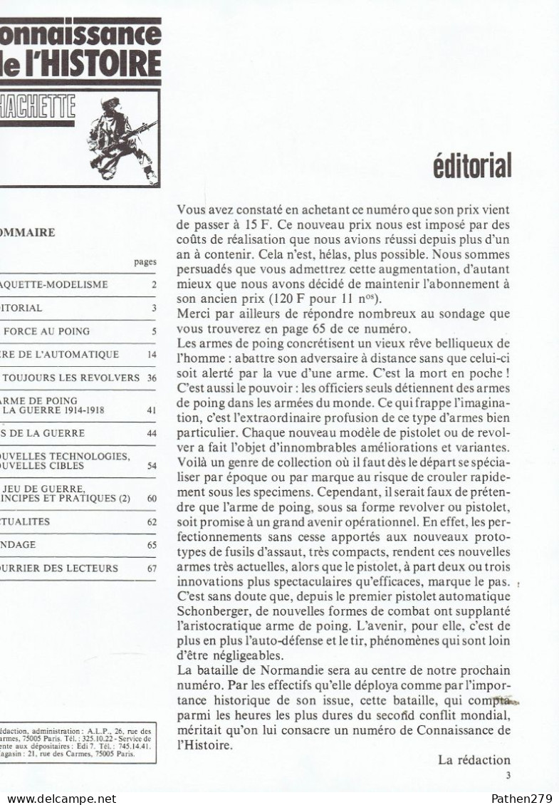Connaissance De L'histoire N°13 - Mai 1979 - Hachette - Armes De Poing 1870-1978 - Francese