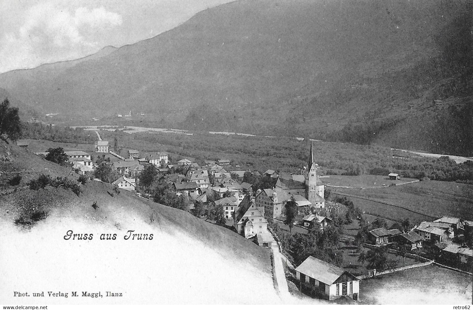 GRUSS AUS TRUNS ► Dorfbild, Alter Lichtdruck Ca.1900 - Trun