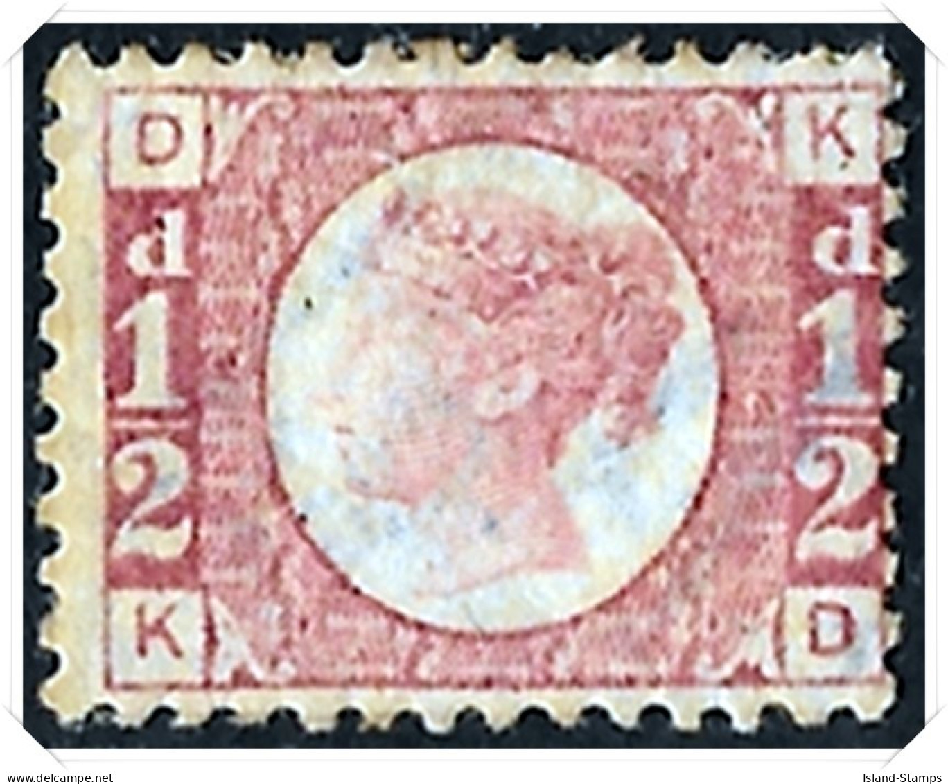 SG48 QV 1870 1/2d Rose, Plate 12, KD, Mounted Mint Cracked Gum - Unused Stamps