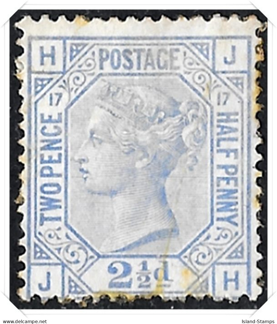 QV SG142. JH . 2½d Blue. Plate 17. An Average Mint Example (Toned) - Unused Stamps