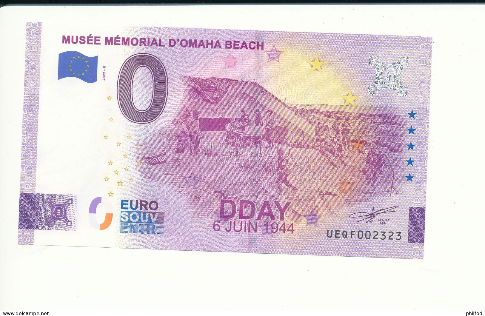 Billet Touristique  0 Euro  - MUSÉE MÉMORIAL D'OMAHA BEACH - 2022-4 - UEQF-  N° 2323 - Altri & Non Classificati