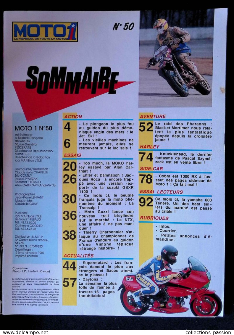 Revue, Moto, MOTO 1, N° 50, 2 E Trim. 1987, Spécial Daytona 87, 97 Pages, 2 Scans, Frais Fr 7.95 E - Auto/Motorrad