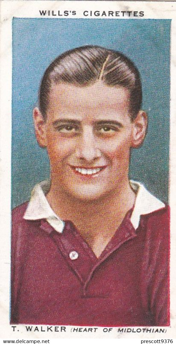 45 T Walker, Hearts  - Wills Cigarette Card - Association Footballers, 1935 - Original Card - Sport - Wills