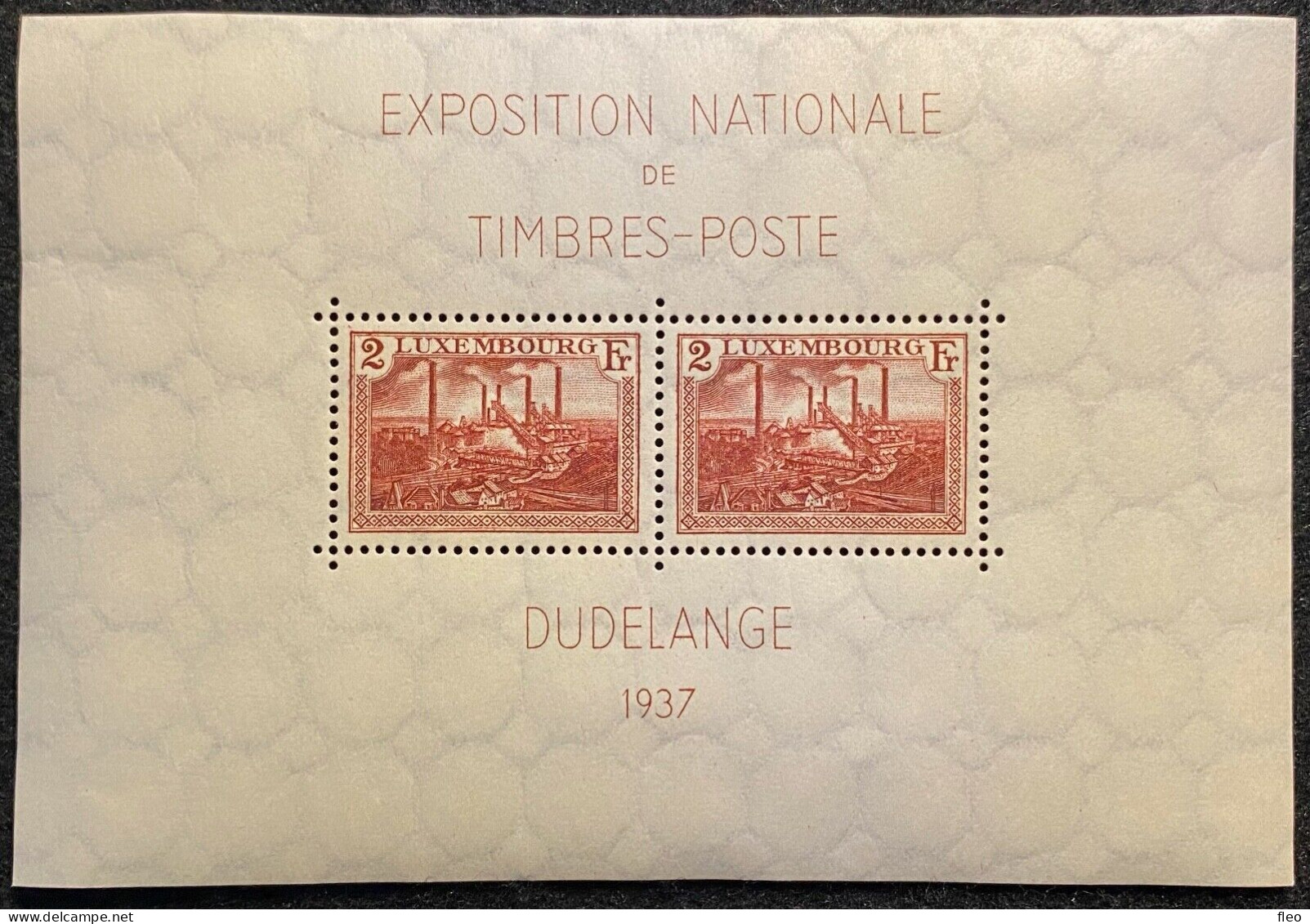 Luxembourg 1937 Bloc N°2 Exposition Dudelange Neuf** - Blocks & Sheetlets & Panes