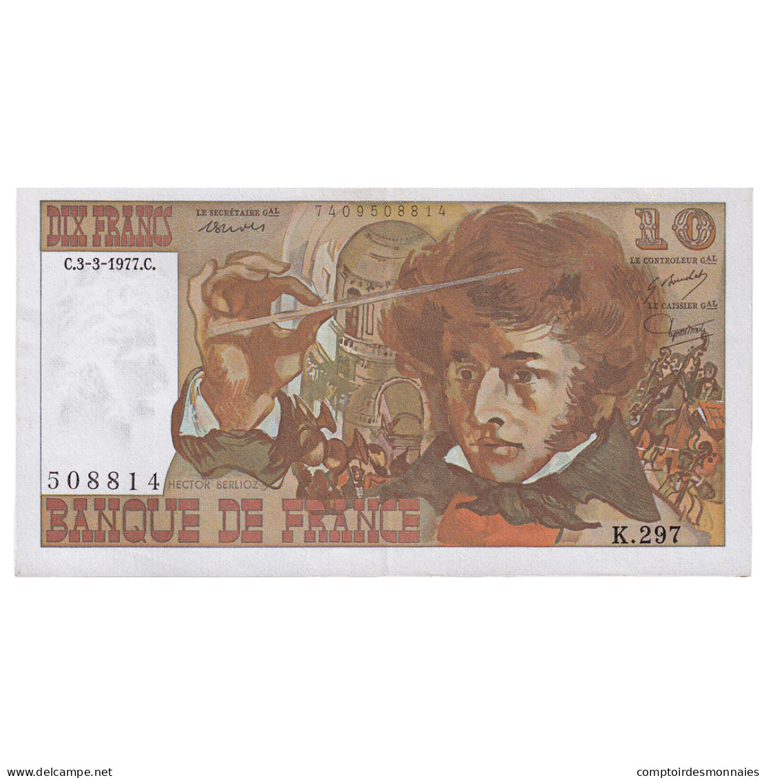 France, 10 Francs, Berlioz, 1977, K.297, TTB+, Fayette:63.21, KM:150c - 10 F 1972-1978 ''Berlioz''