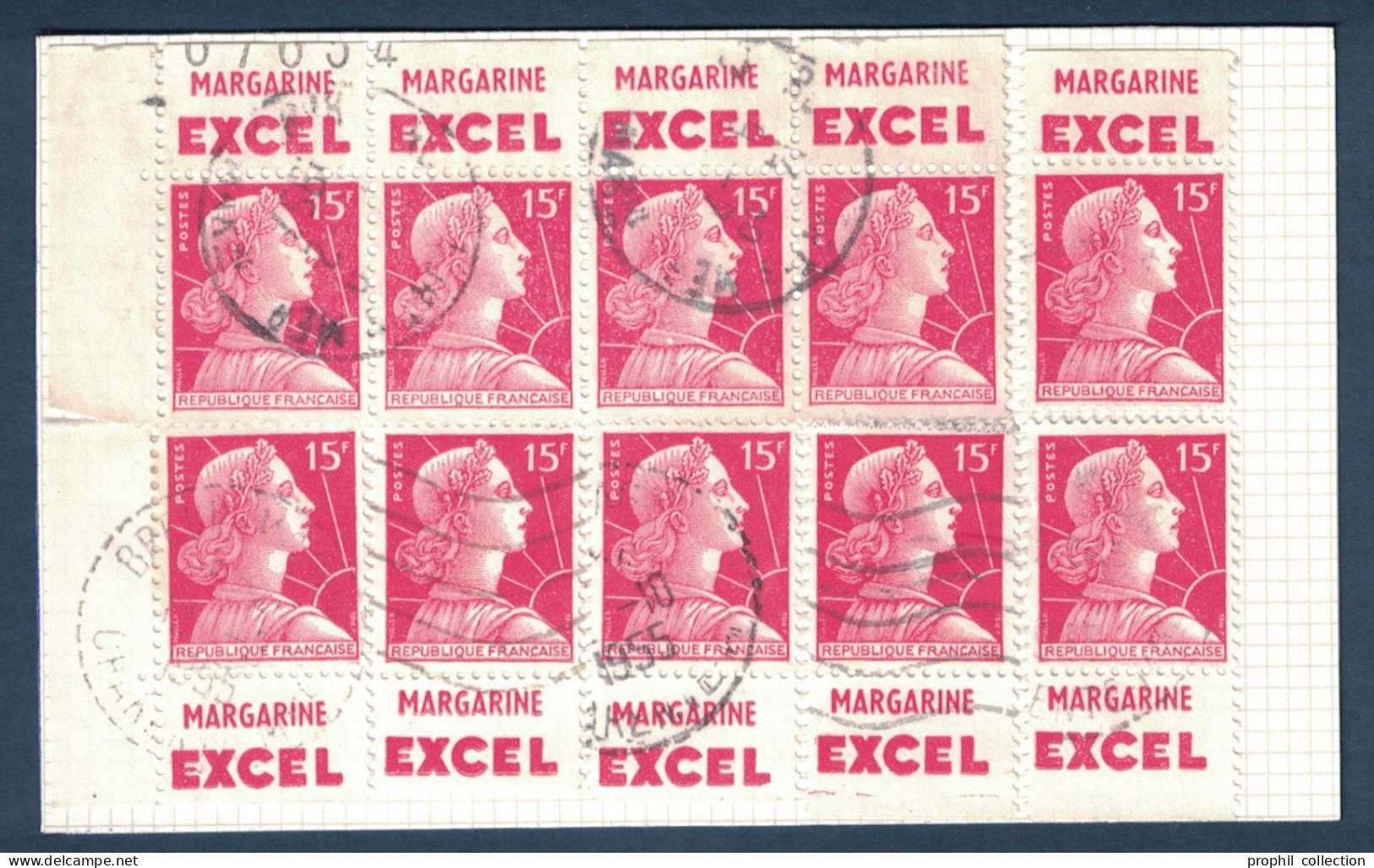 CARNET RECONSTITUÉ De 10 TIMBRES Au TYPE MARIANNE De MULLER N° 1011 Avec BANDES PUBLICITÉ MARGARINE EXCEL - Used Stamps